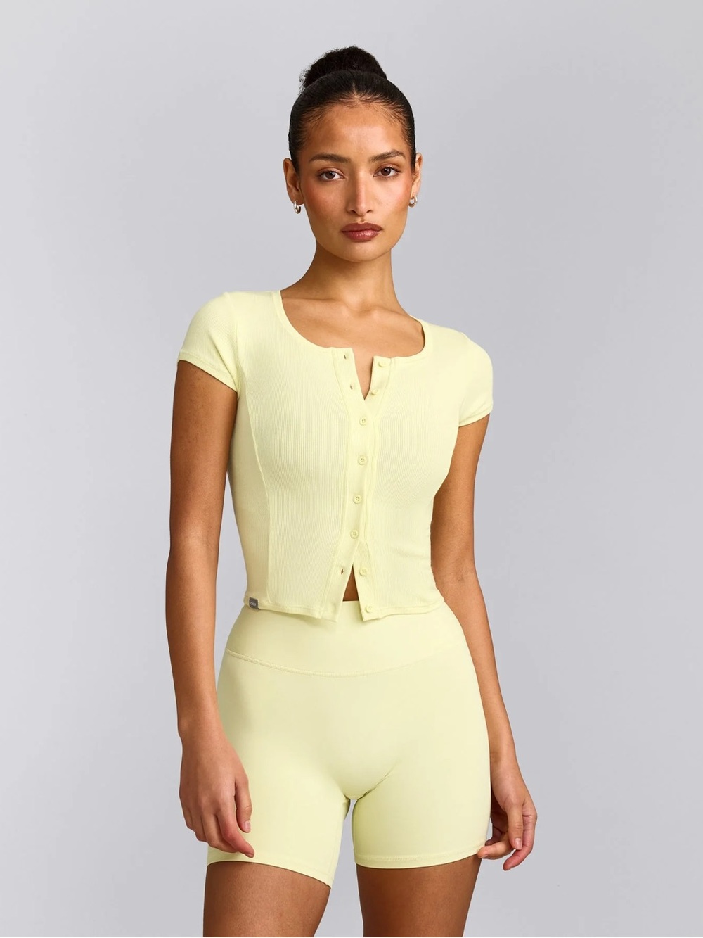 Oner Active Mellow Rib Short Sleeve Mid Cardigan Size S Pastel Yellow